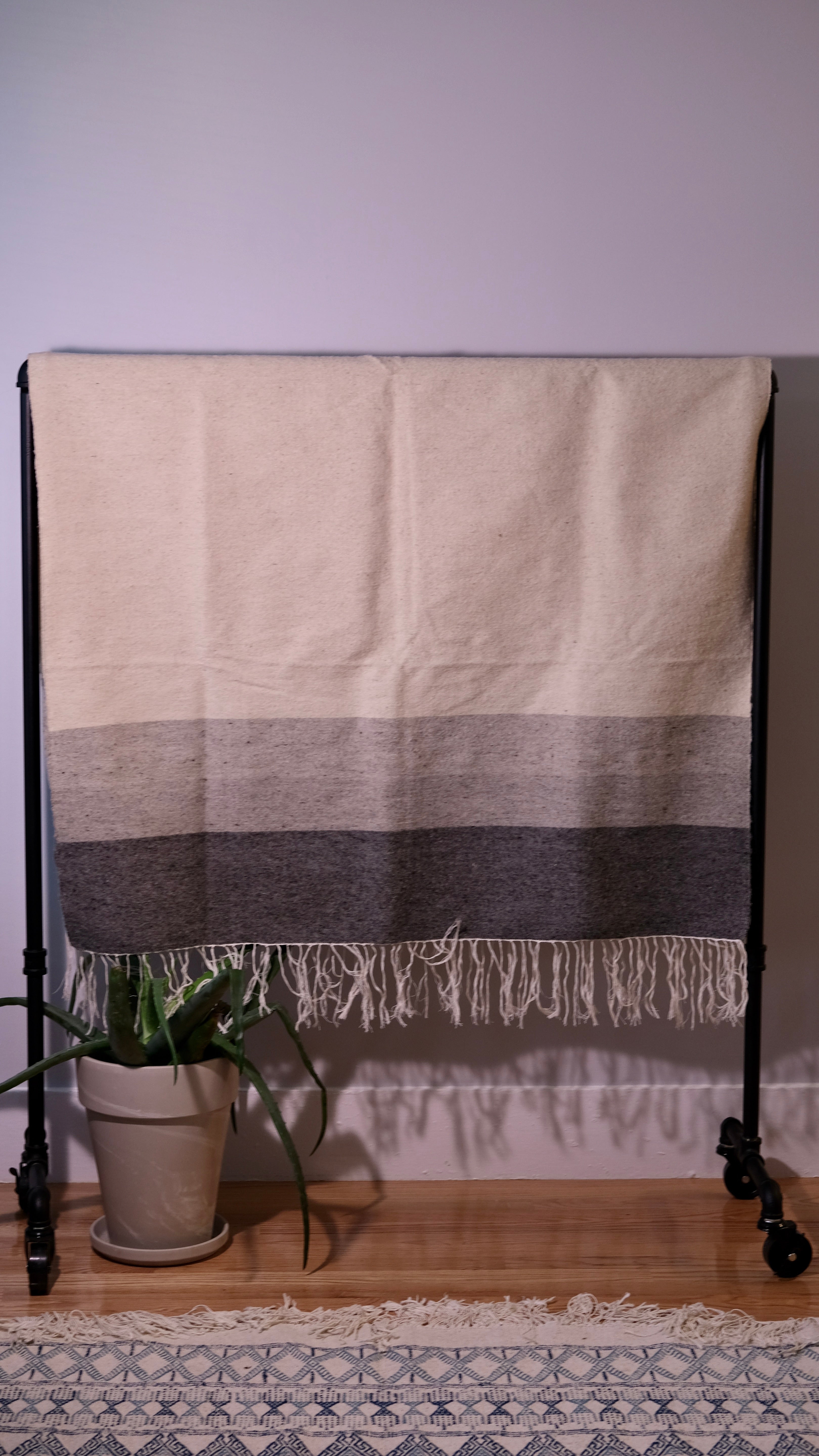 Oversized Shawl | Grey Block Weave view 2